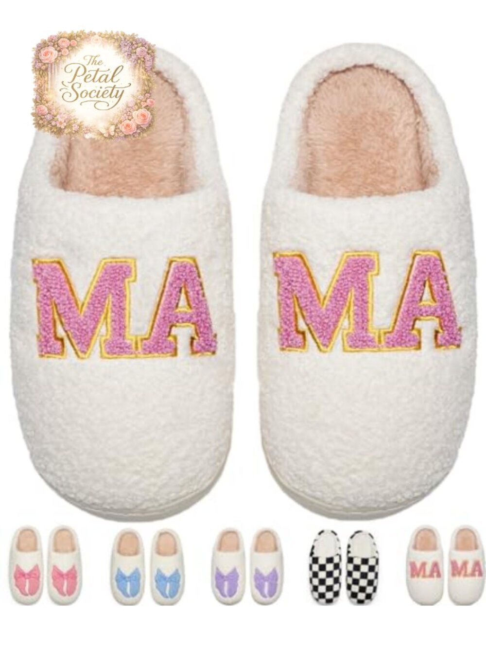Cute Bow House Slippers Memory Foam Fuzzy Non-Slip Warm Indoor Outdoor